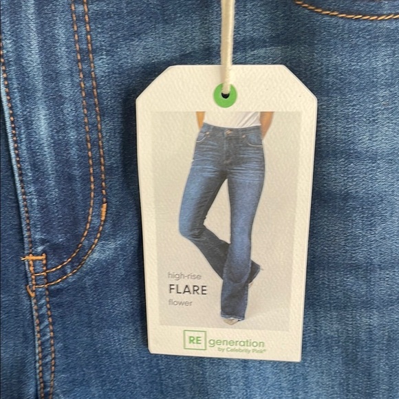 Blue Flare Wide Leg Jeans with Classic Indigo Wash re - Picture 2 of 11